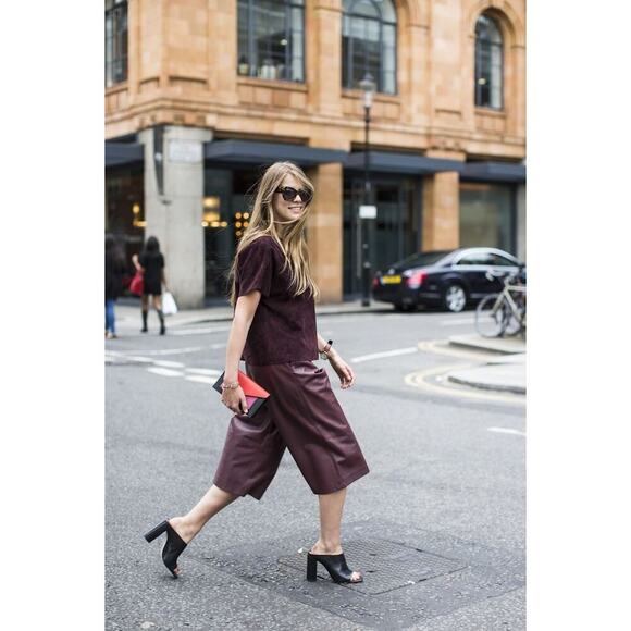 Vince Allison Black Leather Peep Toe Mules 36 | Sculptural Block Heel Slides - Picture 5 of 16